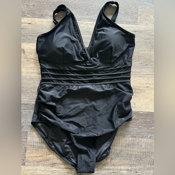 BMJL NEW Black Mesh One Piece Swimsuit Swim Bathing Suit XL - Picture 3 of 5